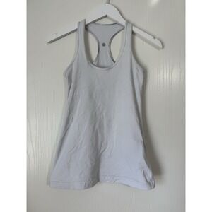Lululemon White Racerback Tank Top Womens Sz M Scoop Neck Sleeveless